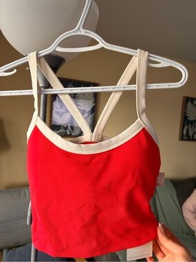 Red Cropped Tank with white Trim